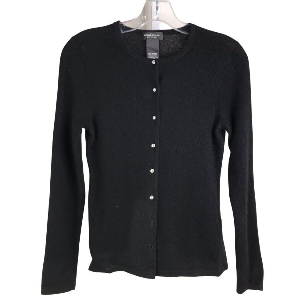 Lord & Taylor Cardigan Womens XS/TP Black Cashmere Gem Buttons Slim Fit‎ Classic